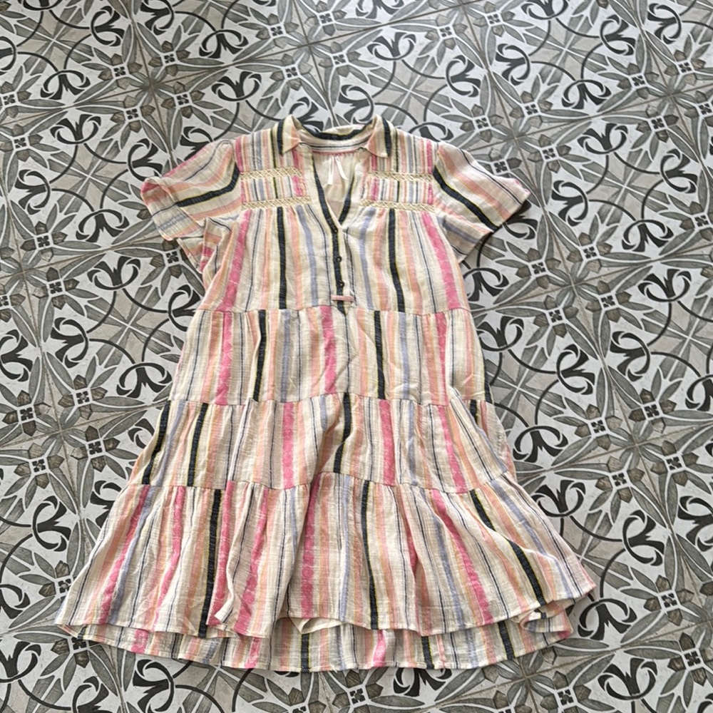 Striped Multicolor Short Sleeve Dress